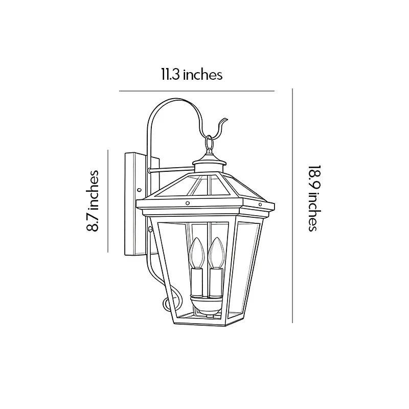 2 PCS Outdoor Wall Sconce Light Three-Light Stainless Steel Lantern - view 10