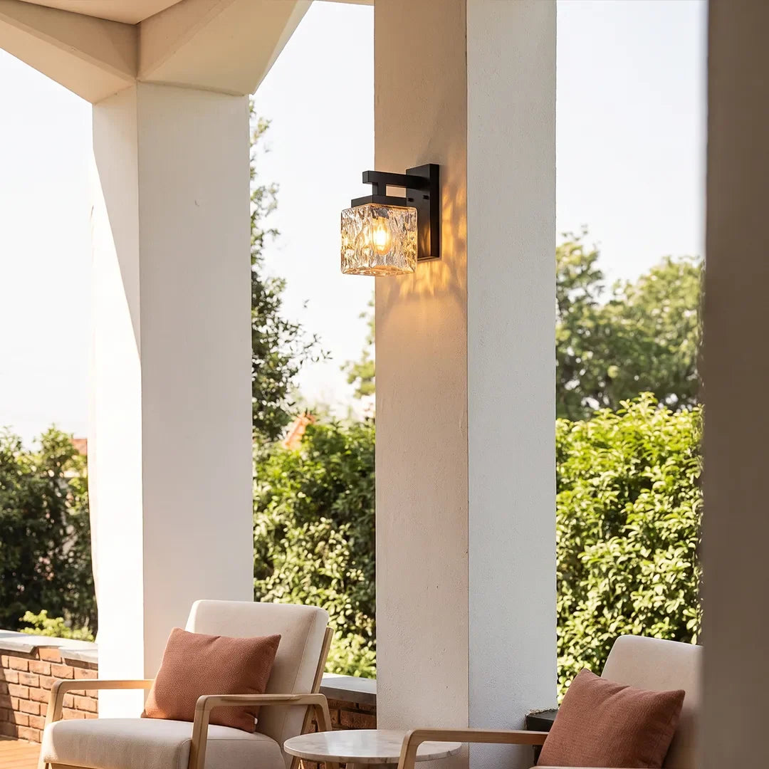 Square Glass Wall Sconce Modern Outdoor Waterproof Light - view 5