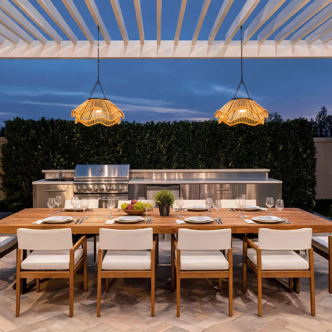 Outdoor Woven Pendant Light Modern Solar Ceiling Light - view 2