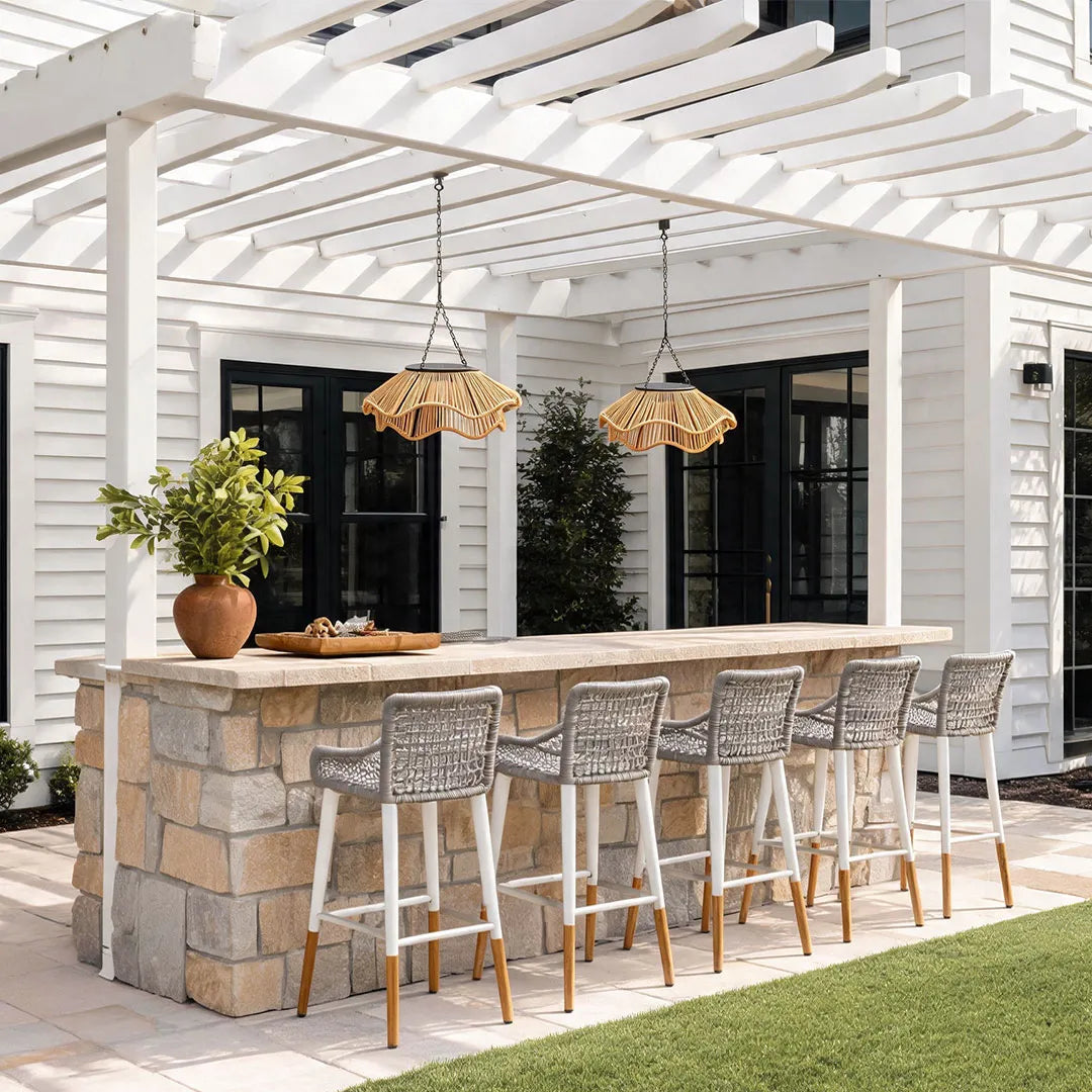 Outdoor Woven Pendant Light Modern Solar Ceiling Light - view 3