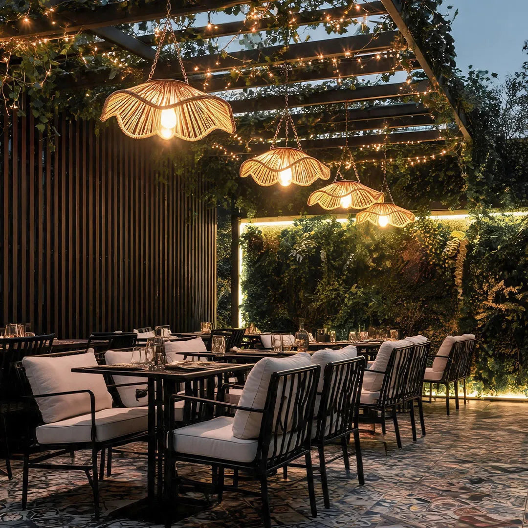 Outdoor Woven Pendant Light Modern Solar Ceiling Light - view 4