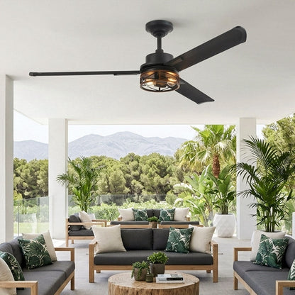 Black Ceiling Fan with Lighting American Metal Light