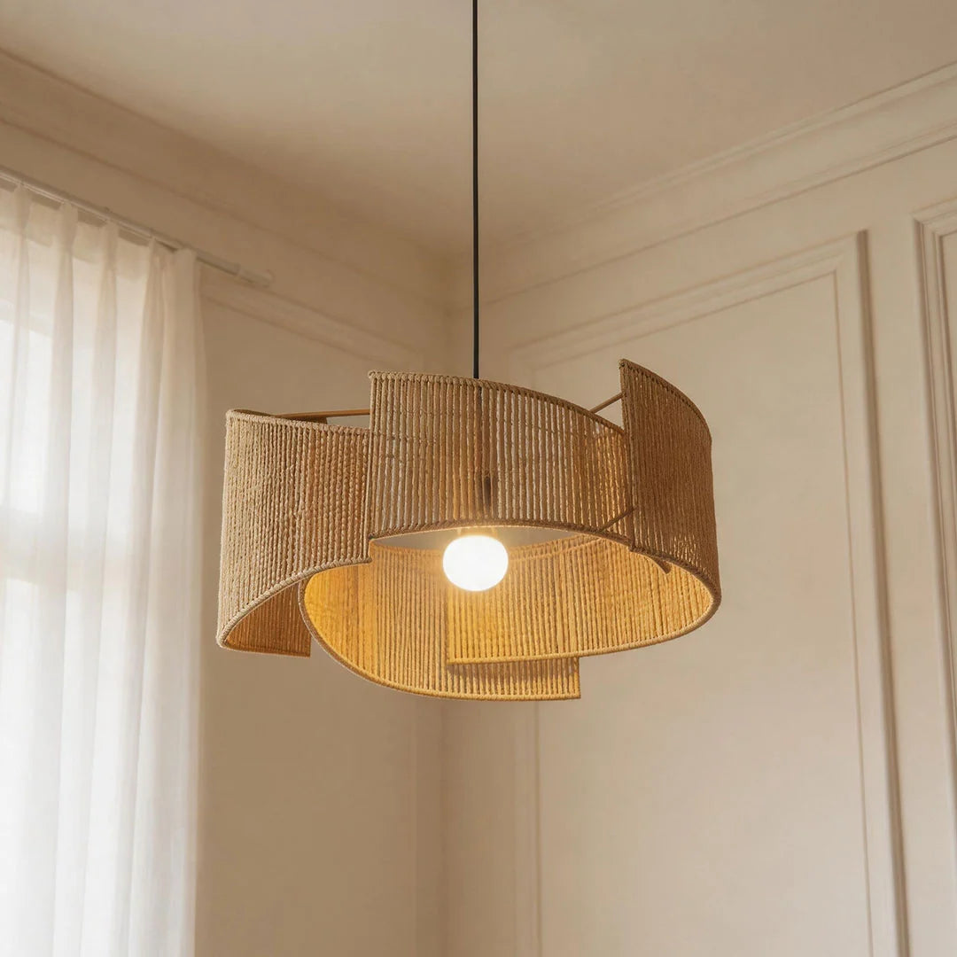 Rattan Woven Pendant Light Wabi-Sabi Rope Ceiling Light