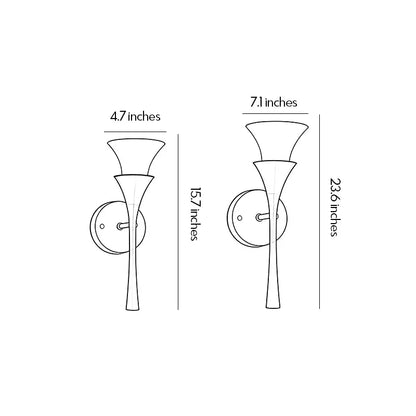 Retro Wall Sconce Vintage Brass Trumpet Glass Light - view 13
