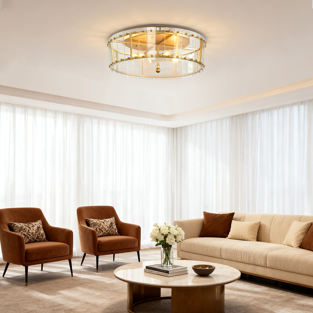 Flush Mount Gold Light Contemporary Elegant Luxury Round Glass Light - view 3