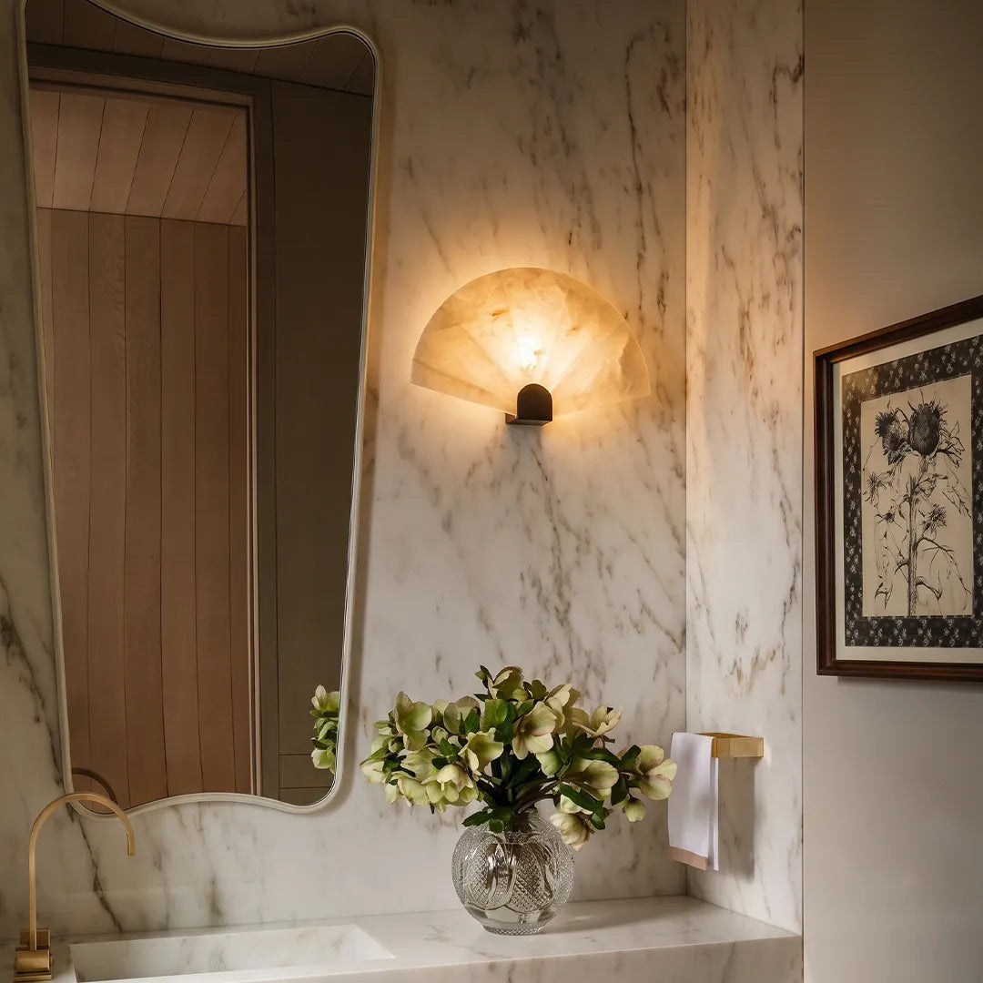 Scalloped Wall Sconce Vintage Marble Creative Bedside Lamp