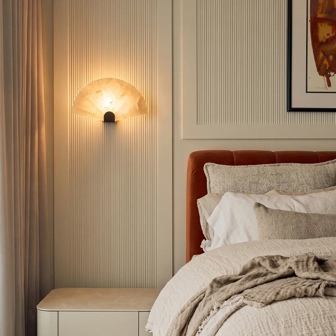 Scalloped Wall Sconce Vintage Marble Creative Bedside Lamp - view 4