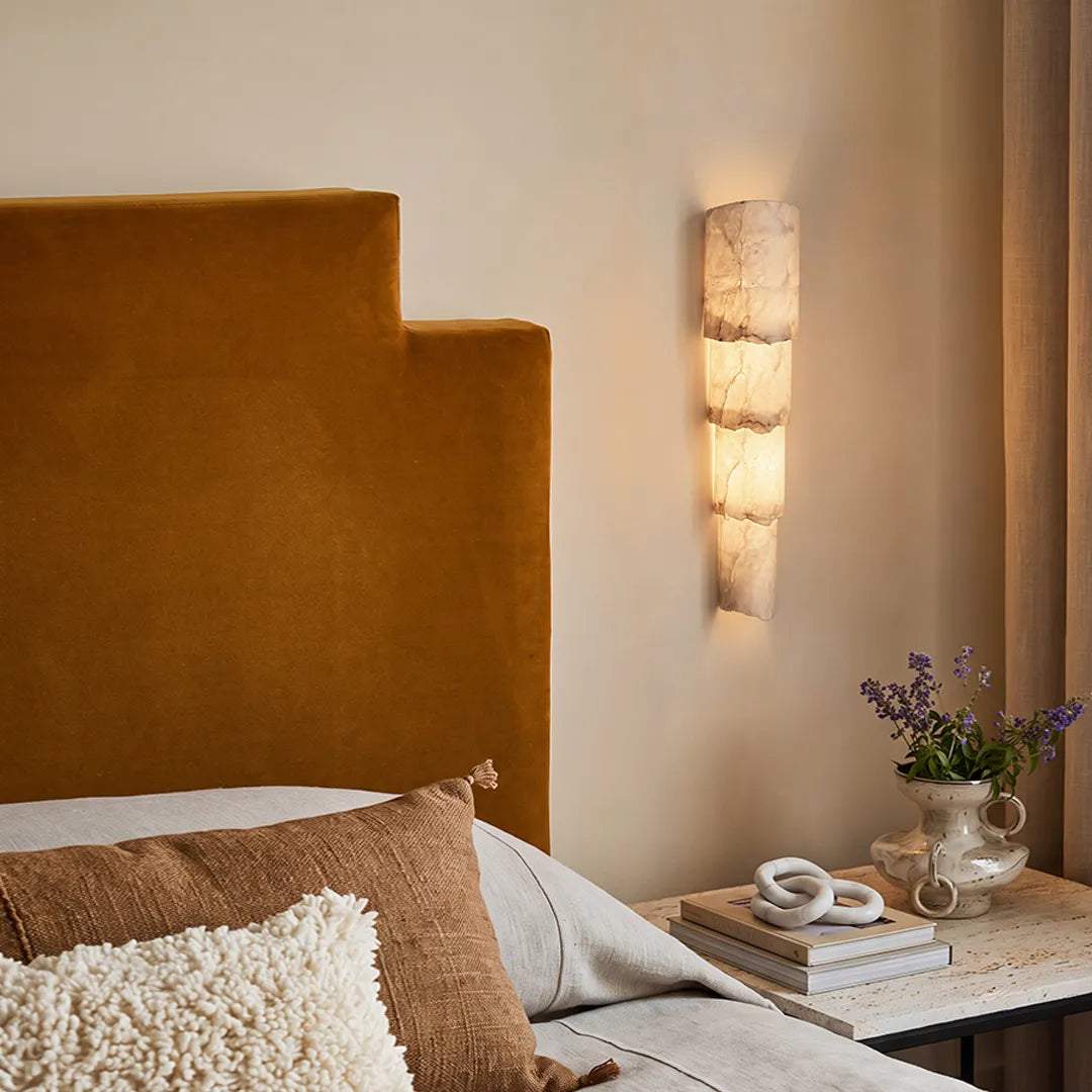 Sculptural Wall Sconce Modern Vertical Marble-Effect Light