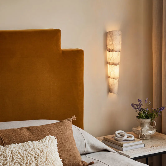 Sculptural Wall Sconce Modern Vertical Marble-Effect Light