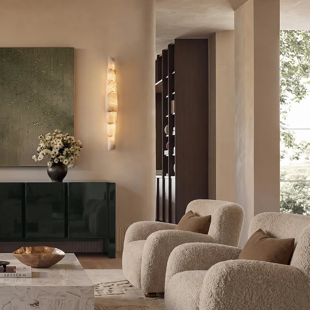 Sculptural Wall Sconce Modern Vertical Marble-Effect Light - view 2
