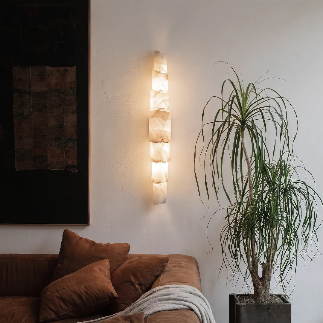 Sculptural Wall Sconce Modern Vertical Marble-Effect Light - view 3