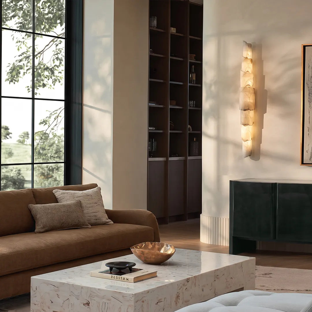 Sculptural Wall Sconce Modern Vertical Marble-Effect Light - view 6
