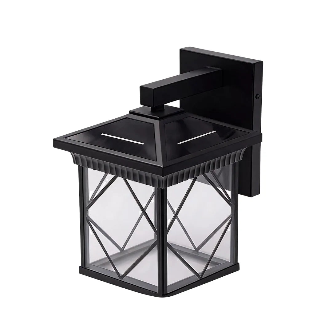 Solar Powered Outdoor Wall Sconce Retro Glass Light - view 8