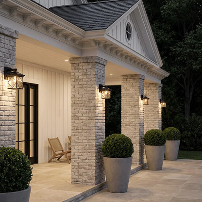 Solar Powered Outdoor Wall Sconce Retro Glass Light - view 5