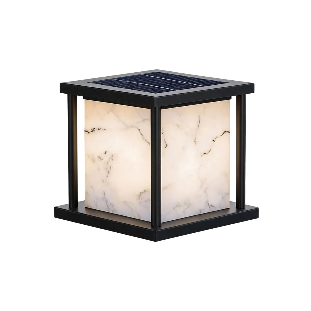 Outdoor Pillar Solar Lights Modern Faux Marble Light - view 14