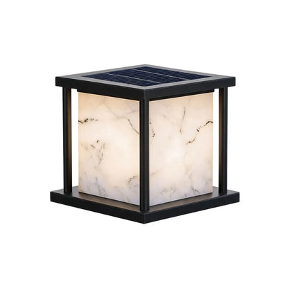 Outdoor Pillar Solar Lights Modern Faux Marble Light - view 14