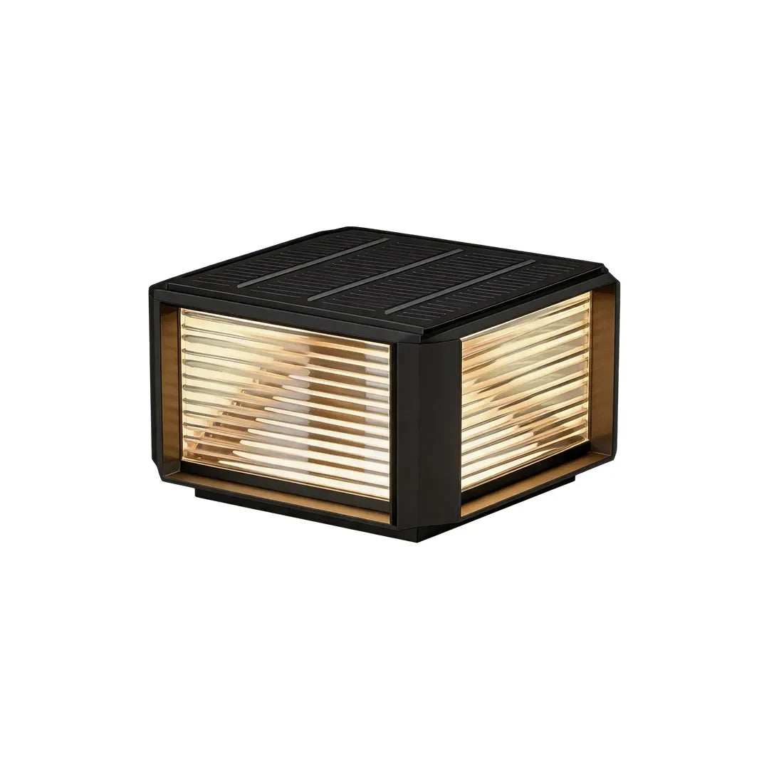 Modern Pillar Lights Layered Ribbed Glass Outdoor Light - view 13