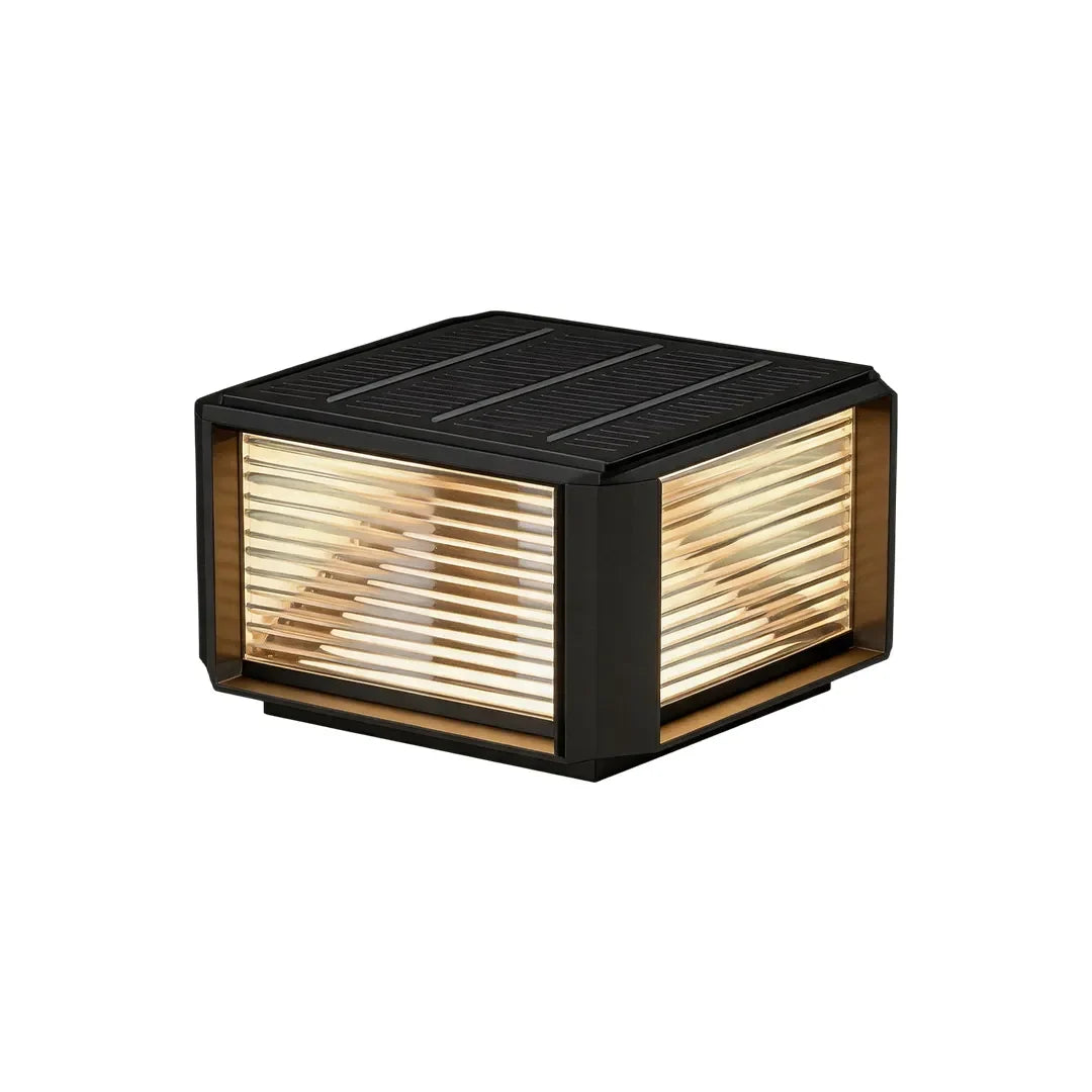 Modern Pillar Lights Layered Ribbed Glass Outdoor Light - view 14