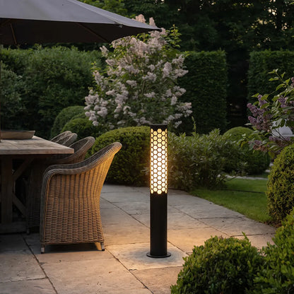 Solar Powered LED Bollard Lights Modern Honeycomb Outdoor Light - view 4