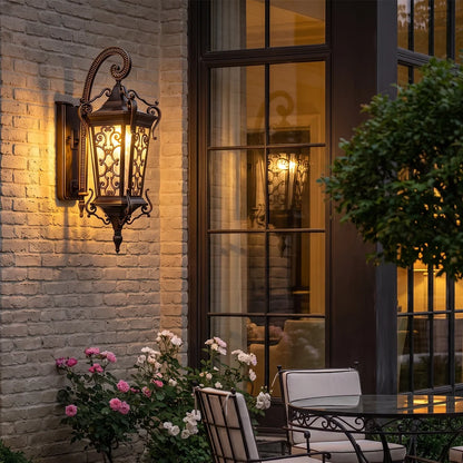 Vintage Outdoor Wall Light European Coffee-Gold Lantern - view 5