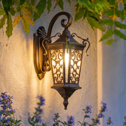 Vintage Outdoor Wall Light European Coffee-Gold Lantern