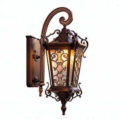 Vintage Outdoor Wall Light European Coffee-Gold Lantern - view 12