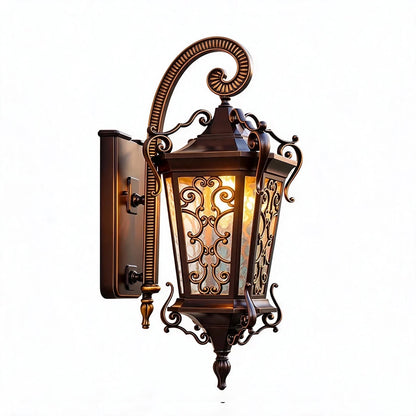 Vintage Outdoor Wall Light European Coffee-Gold Lantern - view 11