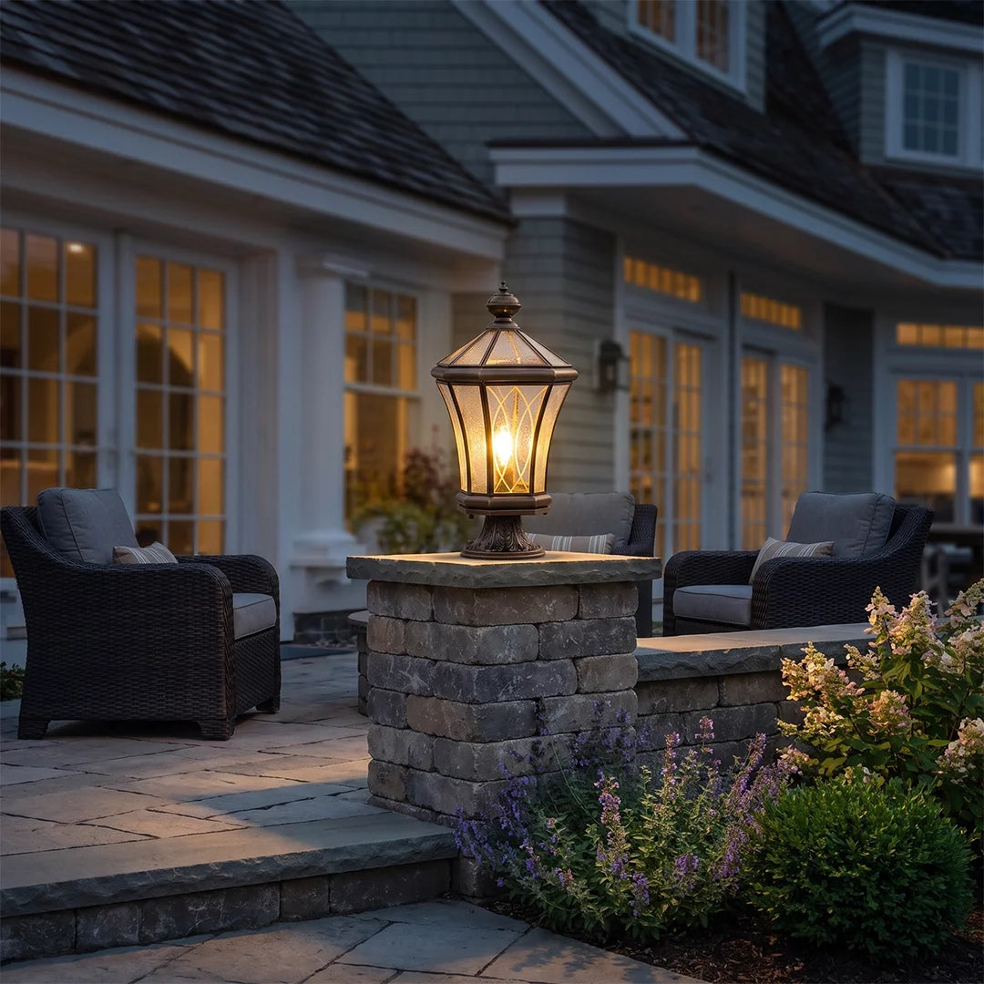 Outdoor Pillar Light European Vintage Copper Waterproof Light - view 3