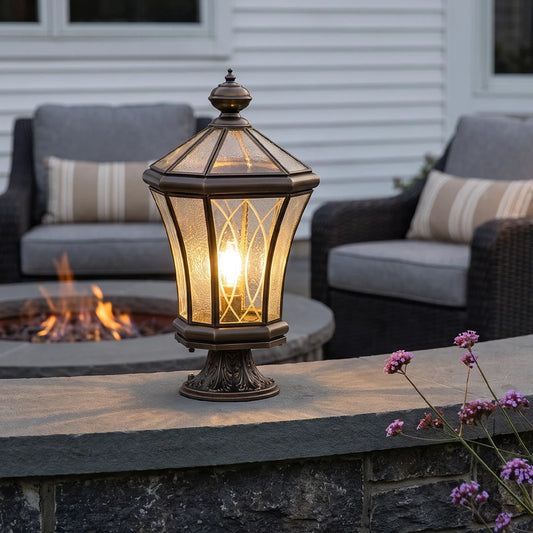 Outdoor Pillar Light European Vintage Copper Waterproof Light