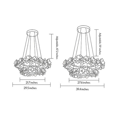 White Dining Room Chandelier French Floral Plaster Ceiling Light - view 11
