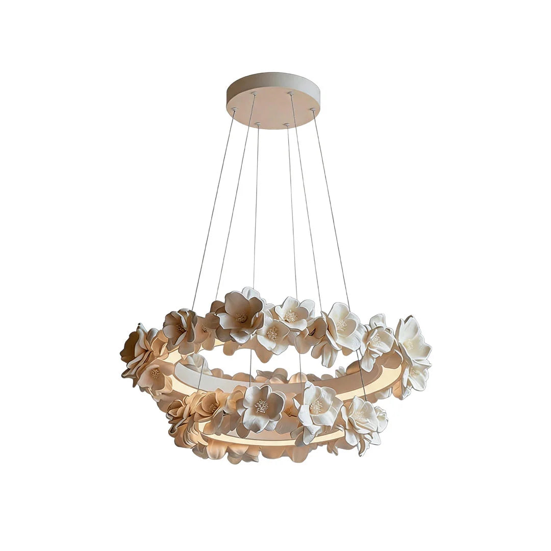 White Dining Room Chandelier French Floral Plaster Ceiling Light - view 8