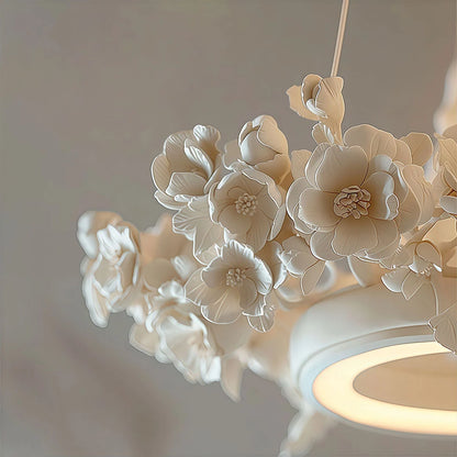 White Dining Room Chandelier French Floral Plaster Ceiling Light - view 5