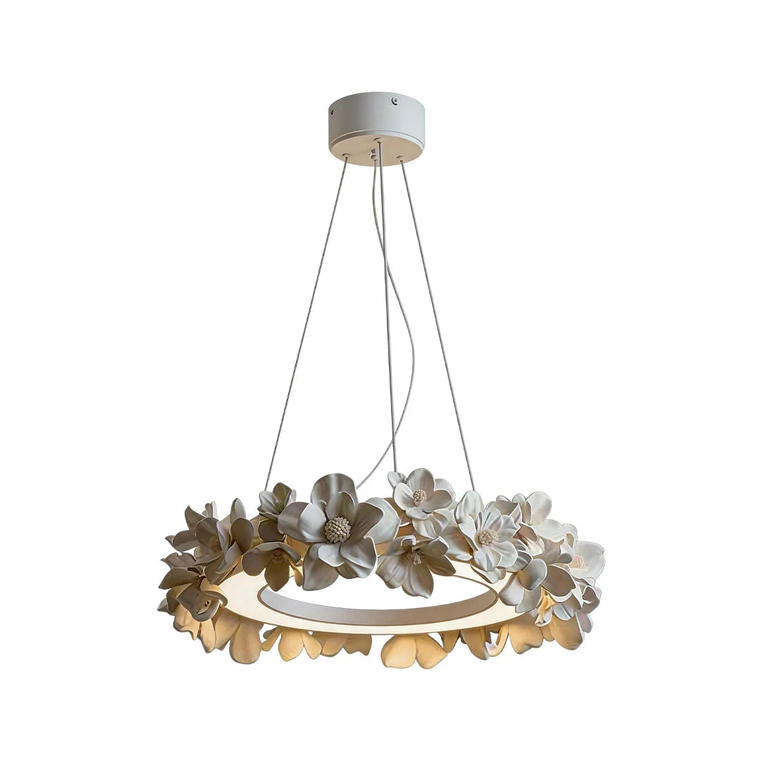 White Dining Room Chandelier French Floral Plaster Ceiling Light - view 6