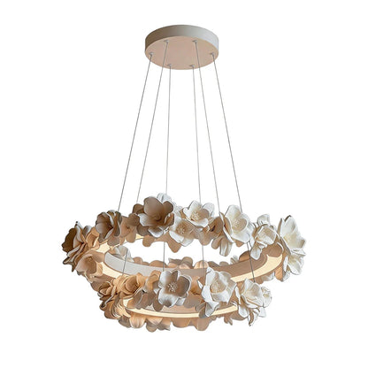 White Dining Room Chandelier French Floral Plaster Ceiling Light - view 9