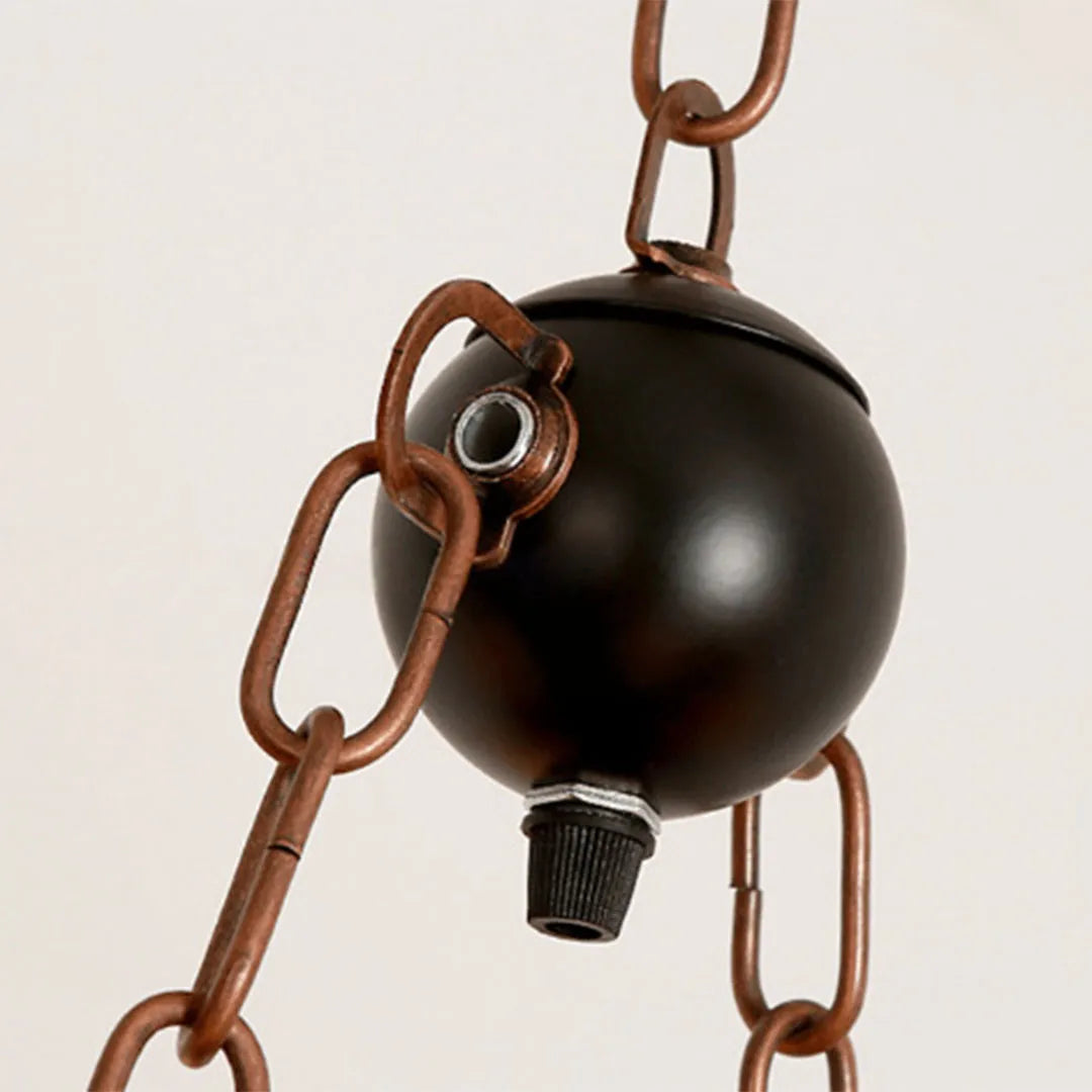 Wood and Metal Chandelier Industrial Rustic Ceiling Light - view 7