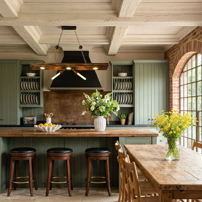 Wood and Metal Chandelier Industrial Rustic Ceiling Light - view 5
