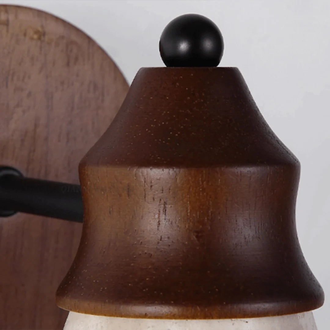 Down Light Wall Sconce Wabi-Sabi Travertine and Wood Light - view 5