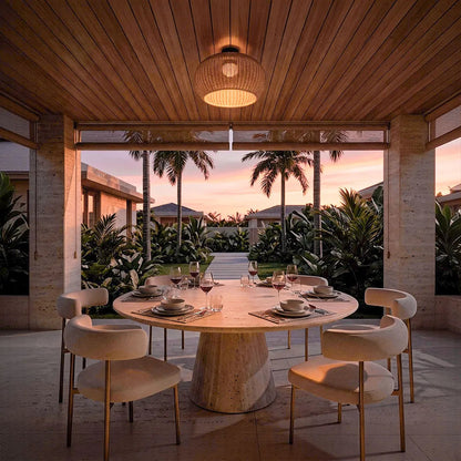 Woven Flush Mount Light Rattan Outdoor Waterproof Ceiling Light - view 5